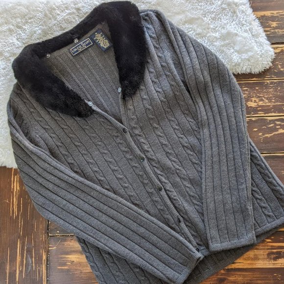 Faux Fur Trim Cardigan Medium - Picture 2 of 4